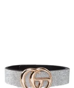 Icco Women's Clothing Clear Rhinestone GG Belt