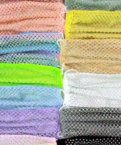 Funteze Rhinestone Mesh Face Mask With Backing Women's Clothing