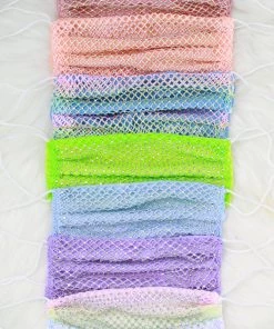 Funteze Rhinestone Mesh Face Mask With Backing Women's Clothing