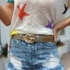 Art Box Rhinestone Studded Taupe GG Belt