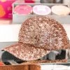 Golden Stella Rose Gold Sequin Baseball Hat Women's Clothing