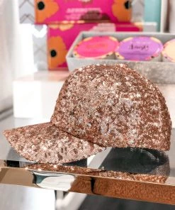Golden Stella Rose Gold Sequin Baseball Hat Women's Clothing