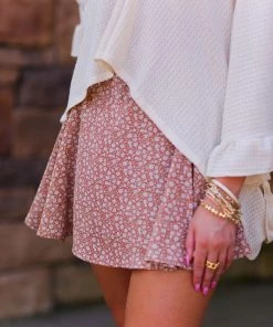 Wishlist Rust Ditzy Floral Mini Skirt Women's Clothing