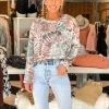 Le Lis Rust Tie Dye Knit Long Sleeve Top Women's Clothing