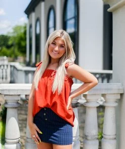 Entro Rust Tie Top Tank Top Women's Clothing