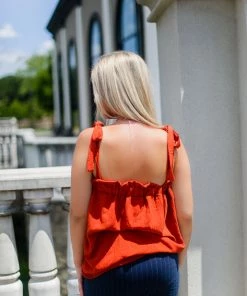 Entro Rust Tie Top Tank Top Women's Clothing
