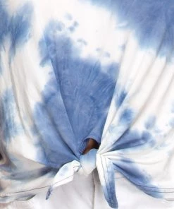 She & Sky Blue Tie Dye Front Tie T-Shirt