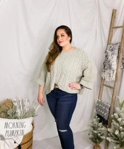 POL Sage Cable Knit Quarter Sleeve Sweater Women's Clothing