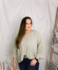 POL Sage Cable Knit Quarter Sleeve Sweater Women's Clothing