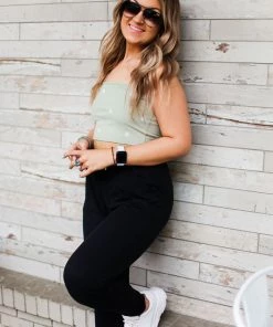 Le Lis Sage Green Daisy Knit Tank Top