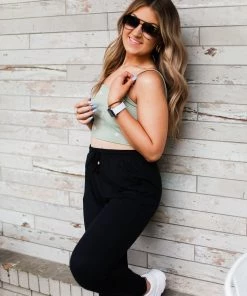 Le Lis Sage Green Daisy Knit Tank Top