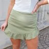 Le Lis Sage Green Ruffle Mini Skort