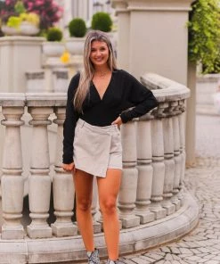 She & Sky Long Sleeve Black Smocked Blouse Women's Clothing