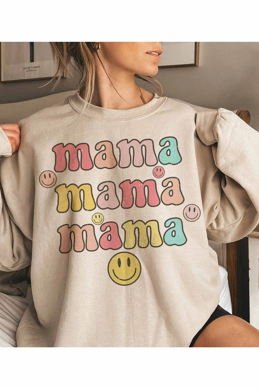 Weekndr Sand Mama Smiley Face Crewneck Sweatshirt Women's Clothing 3 Weekndr Sand Mama Smiley Face Crewneck Sweatshirt Women's Clothing
