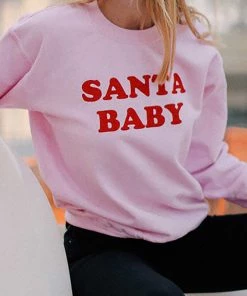Weekndr Pink Santa Baby Holiday Sweatshirt