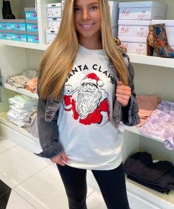 Alphia Santa Claws Graphic Tee Women's Clothing