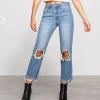 Denim Lounge Chloe High Rise Distressed Girlfriend Jeans Women's Clothing