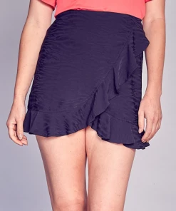 Do + Be Black Zebra Print Ruffle Skort Women's Clothing