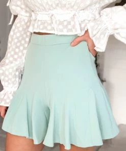Entro Seafoam Green High Waisted Ruffle Shorts Women's Clothing