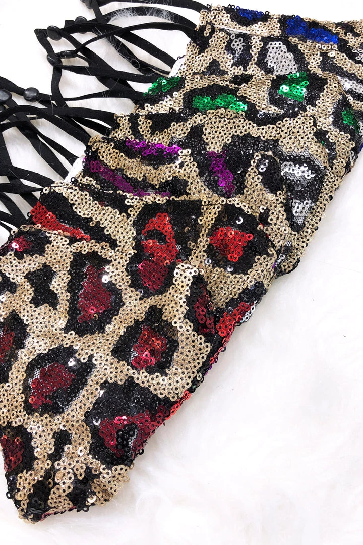 Hana Dark Blue And Gold Leopard Sequin Face Mask 5 Hana Dark Blue And Gold Leopard Sequin Face Mask