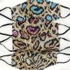 Hana Blue And Gold Leopard Sequin Face Mask Women's Clothing