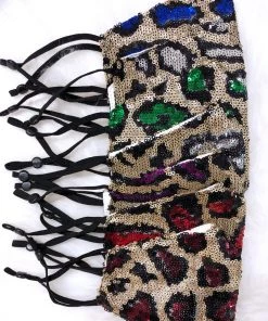 Hana Dark Blue And Gold Leopard Sequin Face Mask 9 Hana Dark Blue And Gold Leopard Sequin Face Mask