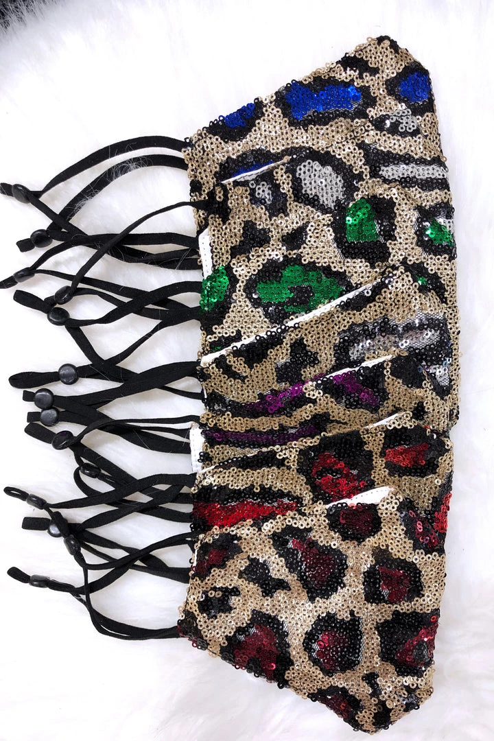 Hana Dark Blue And Gold Leopard Sequin Face Mask 6 Hana Dark Blue And Gold Leopard Sequin Face Mask