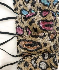 Hana White And Gold Leopard Sequin Face Mask Women's Clothing