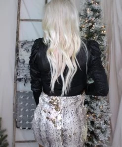 Olivaceous Blush Snakeskin Sequin Miniskirt