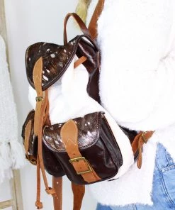 Charlies Leather Silver Metallic Cowhide Back Pack
