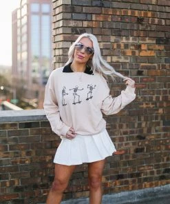 Vintage Distressed Skating Skeletons Tan Crewneck Sweatshirt 13 Vintage Distressed Skating Skeletons Tan Crewneck Sweatshirt