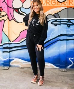 Vintage Distressed Skating Skeletons Black Crewneck Sweatshirt