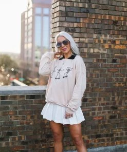Vintage Distressed Skating Skeletons Tan Crewneck Sweatshirt 16 Vintage Distressed Skating Skeletons Tan Crewneck Sweatshirt