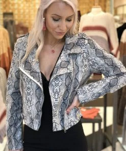 FATE Women's Clothing Snake Skin Moto Jacket - RESTOCK