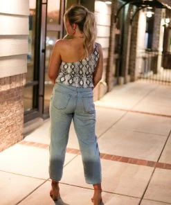 Le Lis Women's Clothing Snakeskin One Shoulder Top