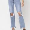Vervet Stacy Super High Rise Distressed Straight Jeans Women's Clothing