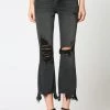 Hidden Talon Black Distressed Hem Cropped Flare Jeans Women's Clothing 1 Hidden Talon Black Distressed Hem Cropped Flare Jeans Women's Clothing