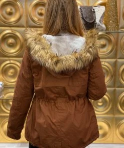 Love Tree Tan Fleece Lined Parka Coat Women's Clothing