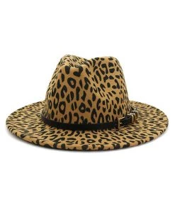 ACCITY Tan Leopard Print Panama Hat Women's Clothing