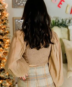 Le Lis Tan Plaid Mini Skort With Front Zippers