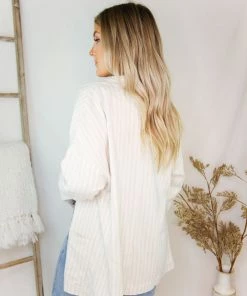 Gilli Tan Striped Button Up Blazer Jacket Women's Clothing