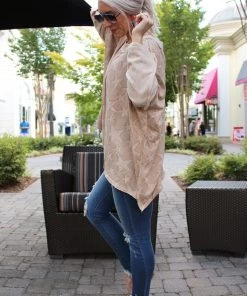 GiGio Women's Clothing Tan Star Pattern Oversized Sweater