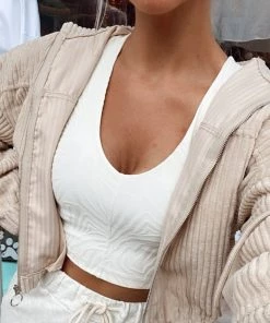 Mono B Ivory Zebra Textured Sports Bra