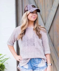 Hopely Women's Clothing Taupe Knit Light Weight Sweater