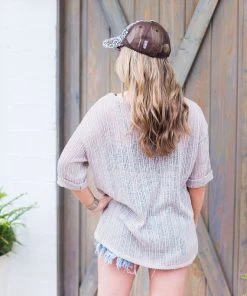 Hopely Women's Clothing Taupe Knit Light Weight Sweater