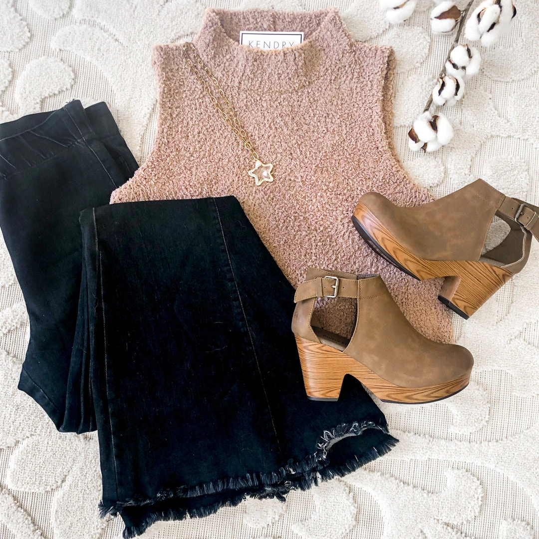 She & Sky Taupe Sherpa Sleeveless Turtleneck Top 3 She & Sky Taupe Sherpa Sleeveless Turtleneck Top