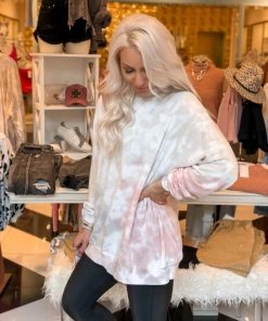 Trend Notes Taupe Tie Dye Sweatshirt