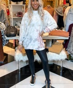 Trend Notes Taupe Tie Dye Sweatshirt