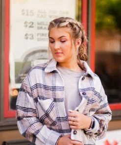 Timing Taupe And Black Cropped Plaid Jacket