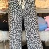Bibi Women's Clothing French Terry Leopard Print Pajama Pants